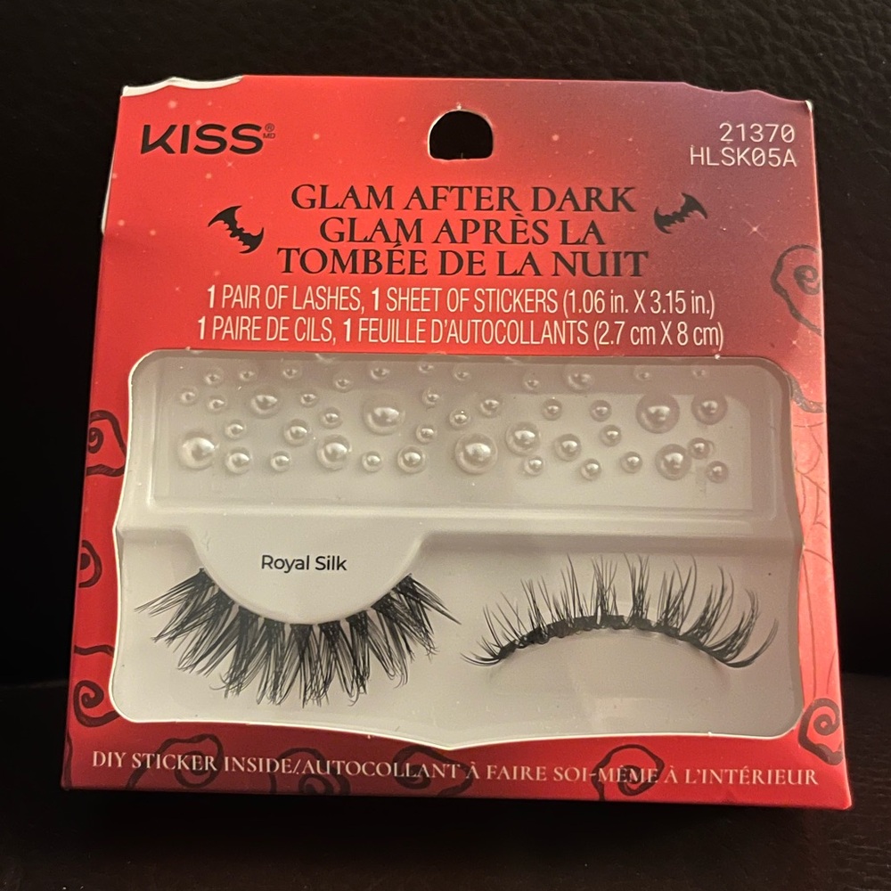 NEW Kiss - Glam After Royal Silk False Lashes With Sheet Of Pearl Stickers